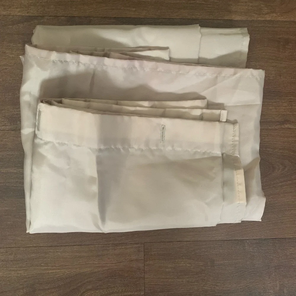 NWOT Slippery Satin Like Fabric Shower Curtain In Tan 70 X 73” 100% Polyester